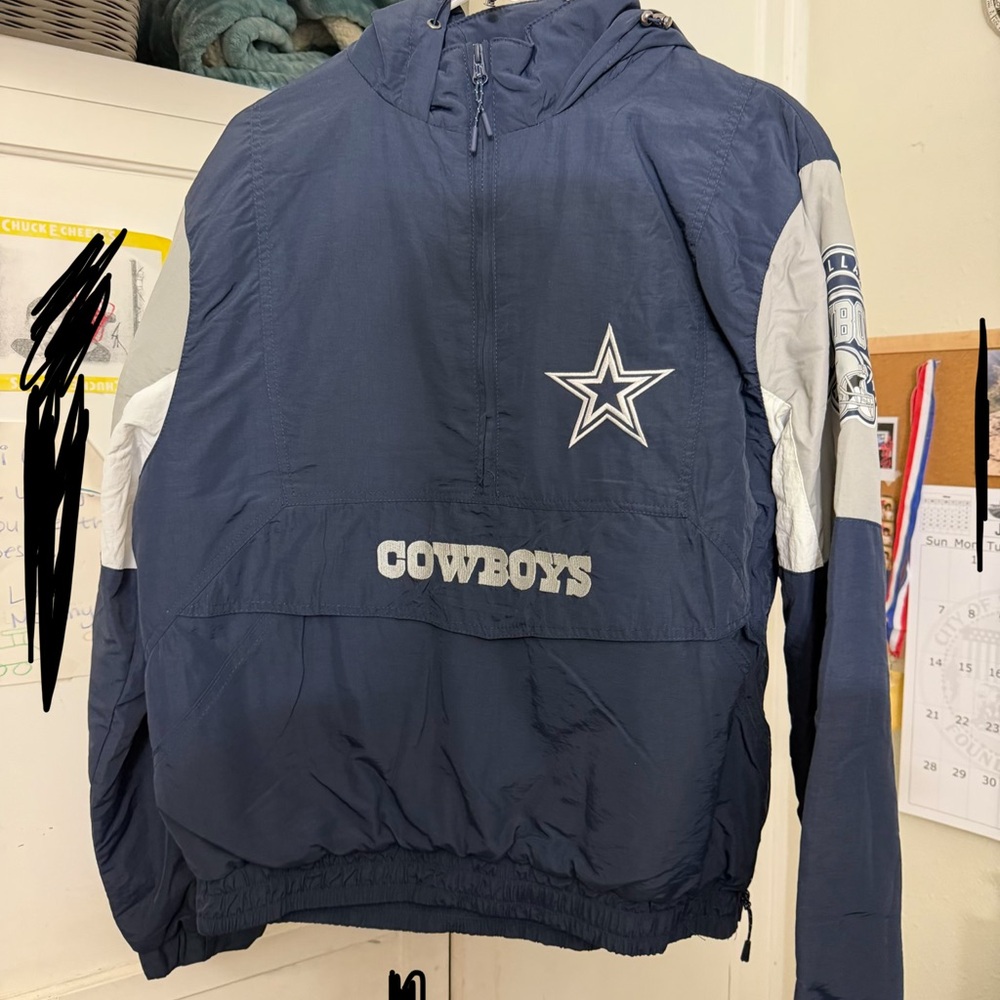 NFL Navy and White Dallas Cowboys Pullover Windbreaker
